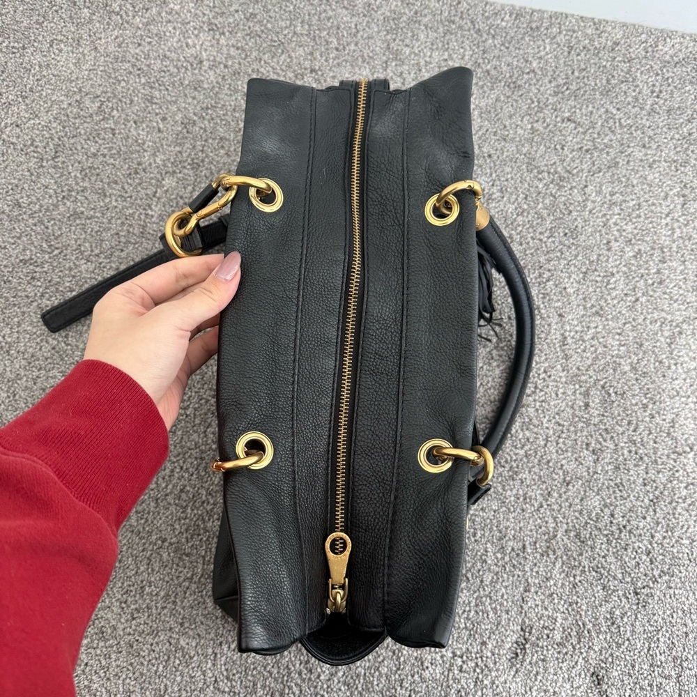 Marc By Marc Jacobs Black Leather Shoulder Bag with Gold Accents - Picture 8 of 9